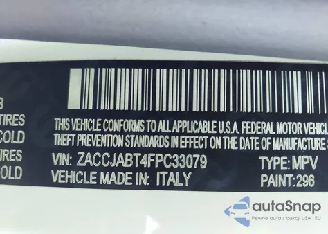 2015 Jeep Renegade Latitude from USA, damaged, VIN ZACCJABT4FPC33079